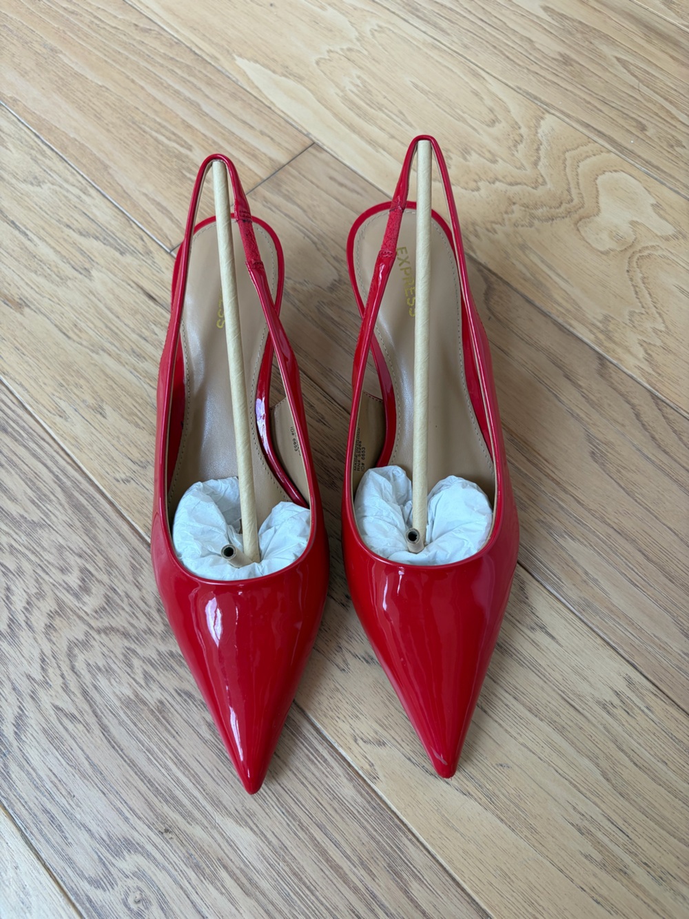 Express Red Patent Slingback Kitten Heels